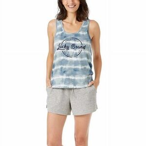 Lucky Brand Blue White Striped Tie Dye Tank Top Size Large